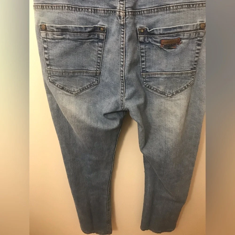 𝅺FRANCO Lucci Mens Cotton Limited Edition Straight Light Wash Denim Jeans 36X30